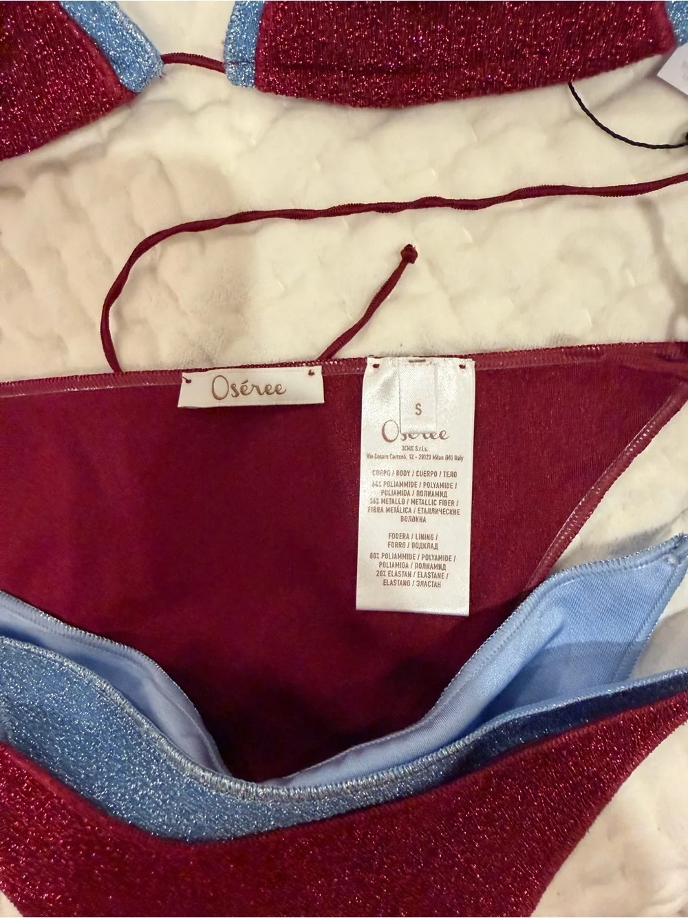 Oseree Lumiere Bicolor Double Kini - Crystal and Burgundy